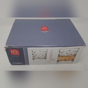 NIB RCR Tumbler Glasses Crystal Made in Italy Barware 6 Glasses (11 OZ Each)